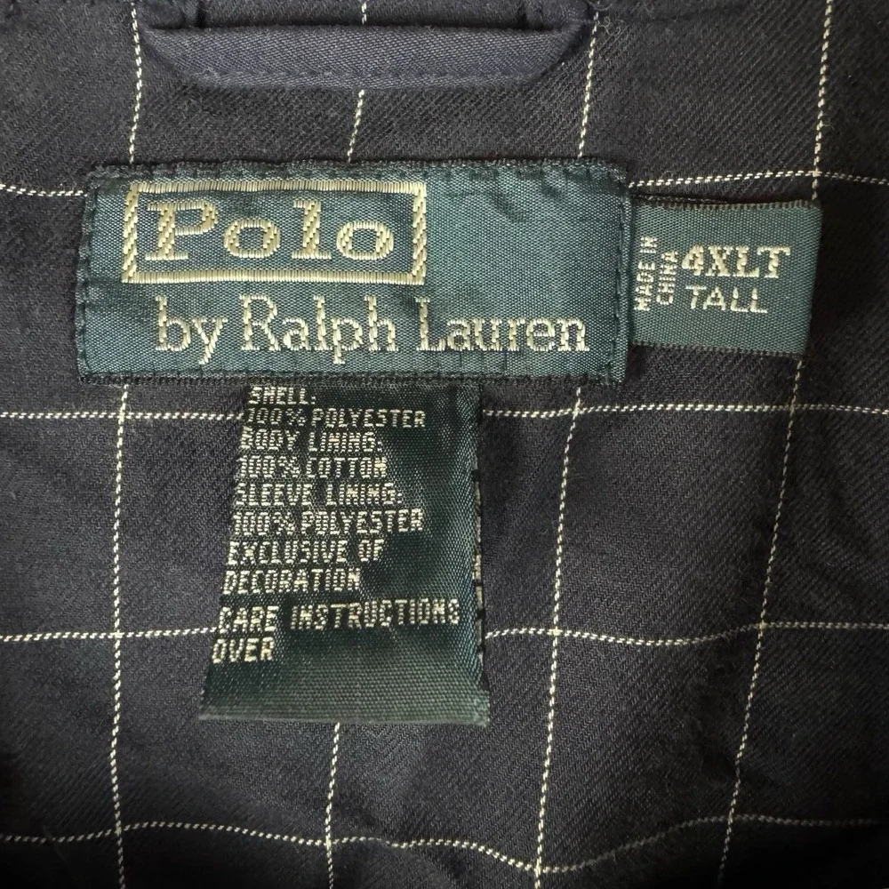 Polo Ralph Lauren‎ Harringtons Bomber Jacket Mens 4XLT Blue Plaid Lined Vintage